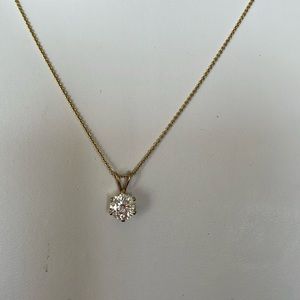 Cubic Zirconia Pendant on gold plate 18” adjustable chain